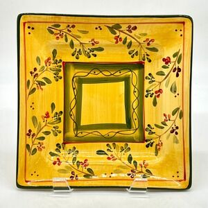 HD Designs Set of 2 Hand Painted Simone Square 10 1/2 Inch Dinner Plates Yellow